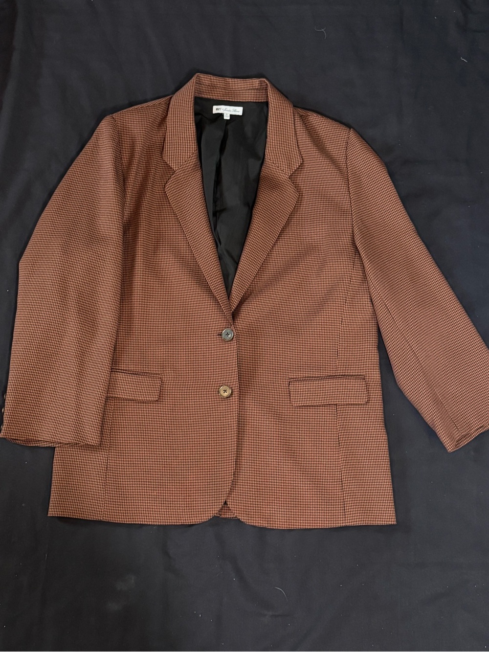 Wayf Brown Micro-Houndstooth Two-Button Blazer